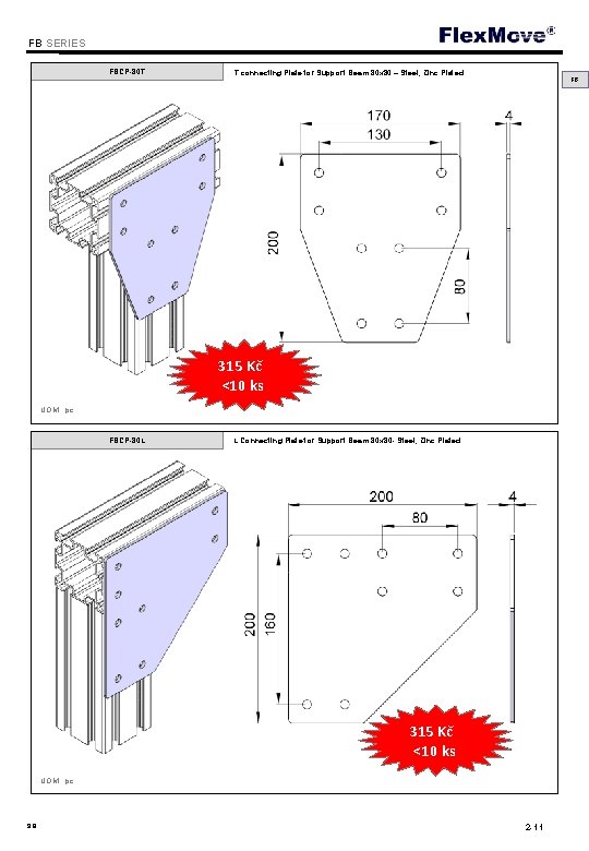 Flex. Move FB SERIES FBCP-80 T T connecting Plate for Support Beam 80 x