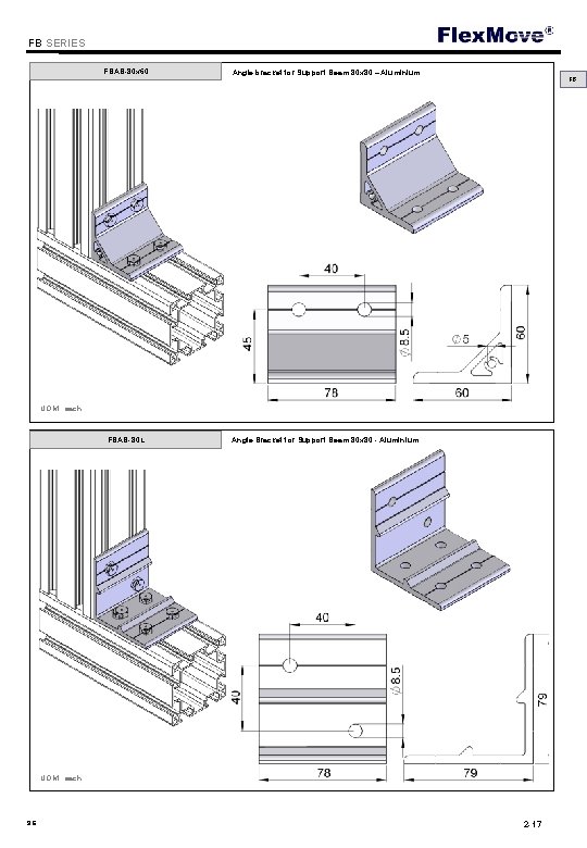 Flex. Move FB SERIES FBAB-80 x 60 Angle bracket for Support Beam 80 x