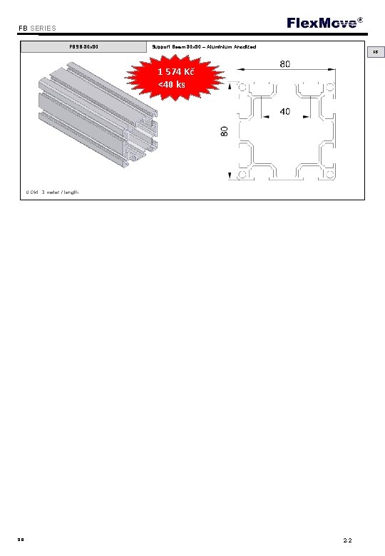 Flex. Move FB SERIES FBSB-80 x 80 Support Beam 80 x 80 – Aluminium