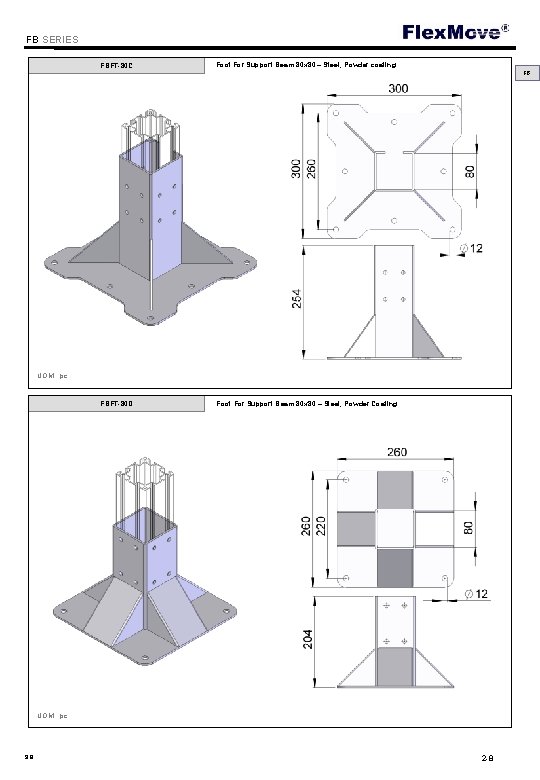 Flex. Move FB SERIES FBFT-80 C Foot For Support Beam 80 x 80 –