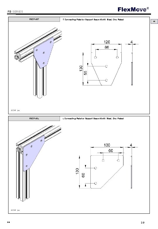 Flex. Move FB SERIES FBCP-40 T T Connecting Plate for Support Beam 40 x