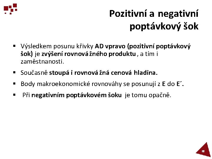 Pozitivní a negativní poptávkový šok § Výsledkem posunu křivky AD vpravo (pozitivní poptávkový šok)