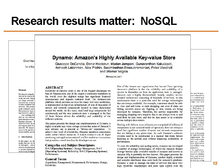 Research results matter: No. SQL 13 
