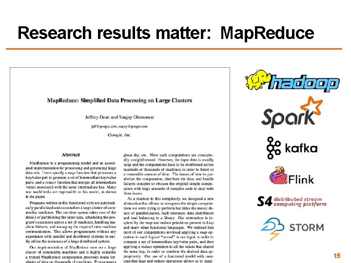 Research results matter: Map. Reduce 15 