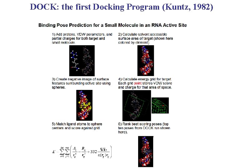 DOCK: the first Docking Program (Kuntz, 1982) 