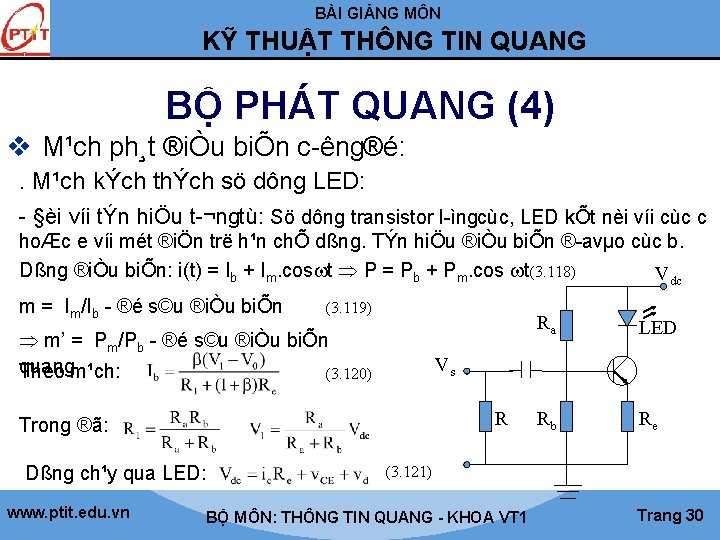 BÀI GIẢNG MÔN KỸ THUẬT THÔNG TIN QUANG BỘ PHÁT QUANG (4) v M¹ch