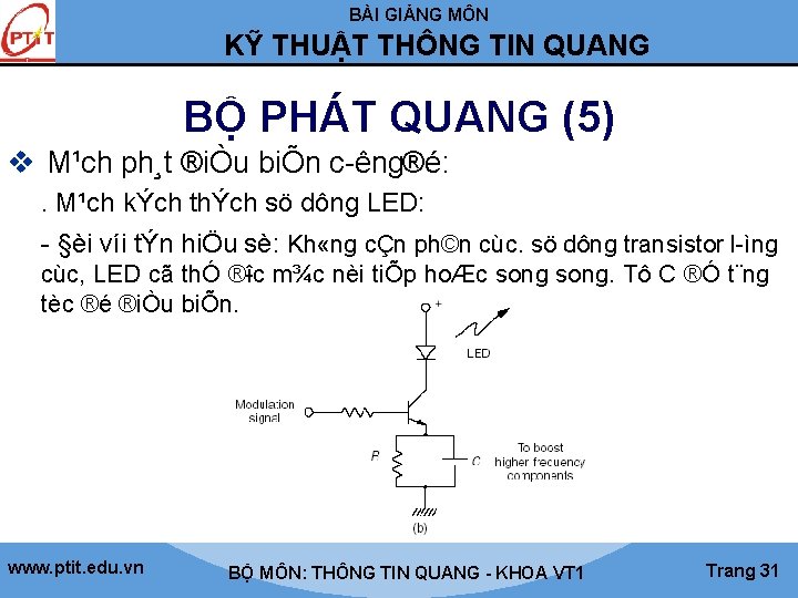 BÀI GIẢNG MÔN KỸ THUẬT THÔNG TIN QUANG BỘ PHÁT QUANG (5) v M¹ch