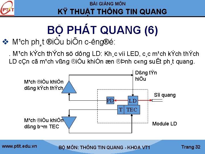 BÀI GIẢNG MÔN KỸ THUẬT THÔNG TIN QUANG BỘ PHÁT QUANG (6) v M¹ch