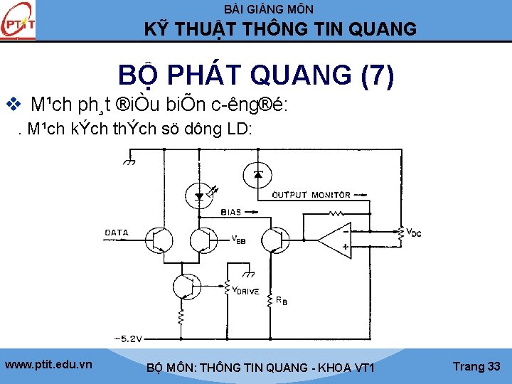 BÀI GIẢNG MÔN KỸ THUẬT THÔNG TIN QUANG BỘ PHÁT QUANG (7) v M¹ch