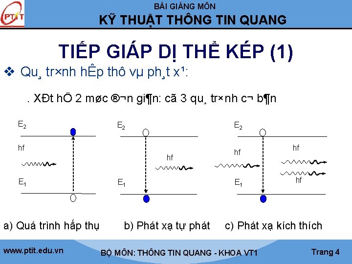 BÀI GIẢNG MÔN KỸ THUẬT THÔNG TIN QUANG TIẾP GIÁP DỊ THỂ KÉP (1)