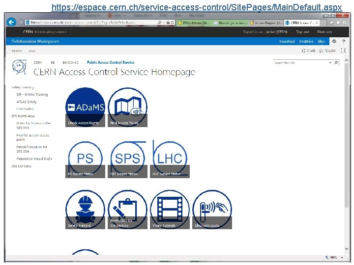 https: //espace. cern. ch/service-access-control/Site. Pages/Main. Default. aspx 