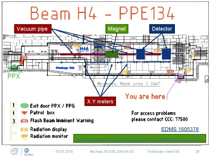 Vacuum pipe Magnet Detector X. Y meters EDMS 1605378 G: WorkspacessSBANORTHEHN 1DrawingsZones_PPE 16. 03.