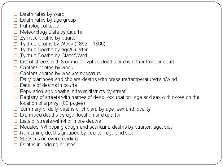 � � � � � � Death rates by ward Death rates by age