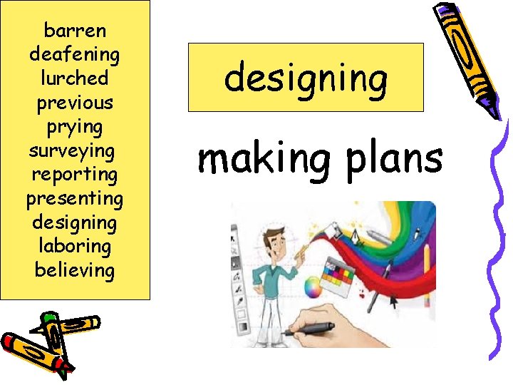 barren deafening lurched previous prying surveying reporting presenting designing laboring believing designing making plans
