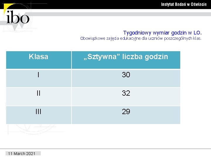 Tygodniowy wymiar godzin w LO. Obowiązkowe zajęcia edukacyjne dla uczniów poszczególnych klas. Klasa „Sztywna”