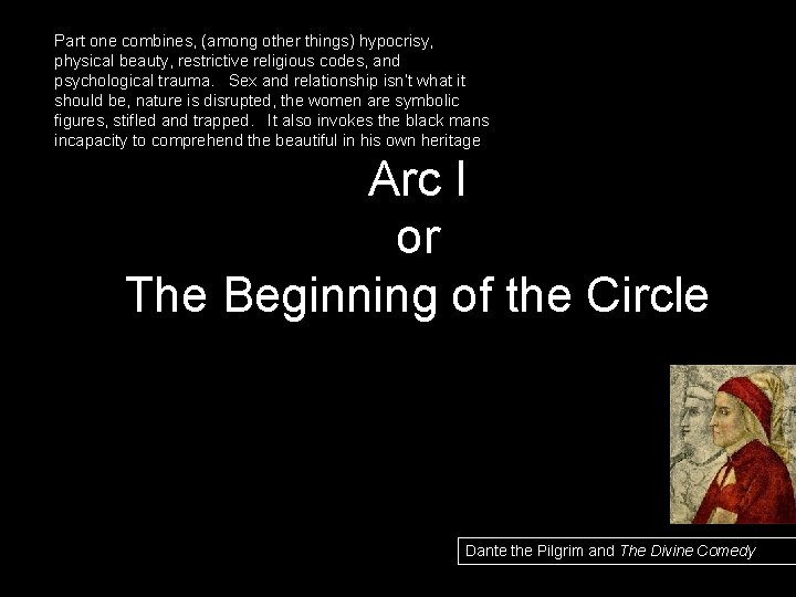 Part one combines, (among other things) hypocrisy, physical beauty, restrictive religious codes, and psychological