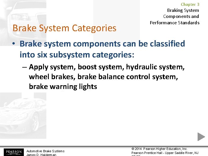 Chapter 3 Brake System Categories Braking System Components and Performance Standards • Brake system Chapter 3 Brake System Categories Braking System Components and Performance Standards • Brake system