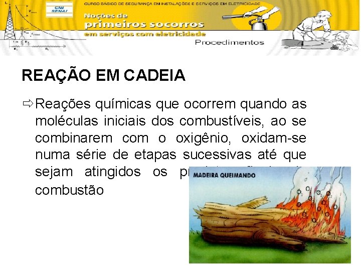 REAÇÃO EM CADEIA ð Reações químicas que ocorrem quando as moléculas iniciais dos combustíveis,