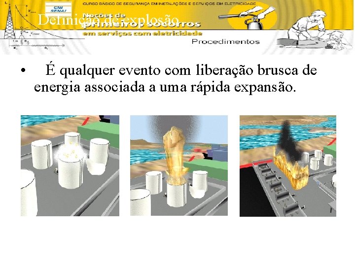 Definição de explosão • É qualquer evento com liberação brusca de energia associada a