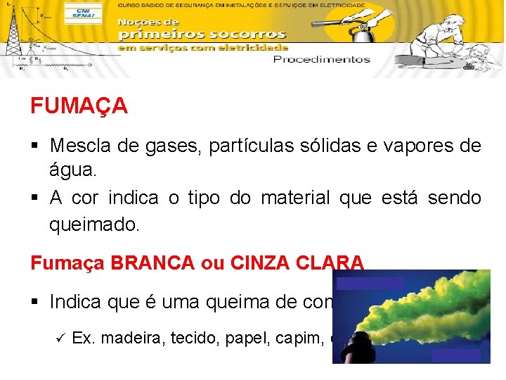 FUMAÇA § Mescla de gases, partículas sólidas e vapores de água. § A cor