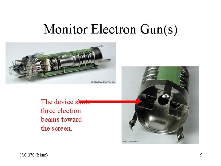 Monitor Electron Gun(s) The device shots three electron beams toward the screen. CSC 370