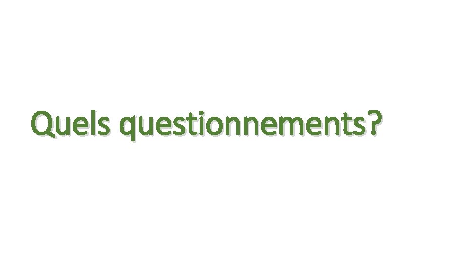 Quels questionnements? 