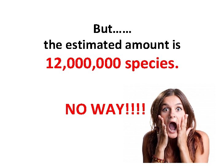 But…… the estimated amount is 12, 000 species. NO WAY!!!! 