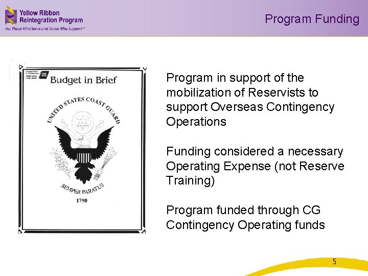 Program Funding Program in support of the mobilization of Reservists to support Overseas Contingency