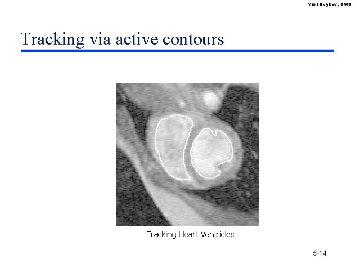 Yuri Boykov, UWO Tracking via active contours Tracking Heart Ventricles 5 -14 