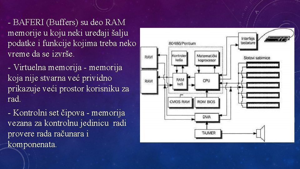 - BAFERI (Buffers) su deo RAM memorije u koju neki uređaji šalju podatke i