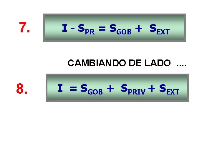 7. I - SPR = SGOB + SEXT CAMBIANDO DE LADO. . 8. I