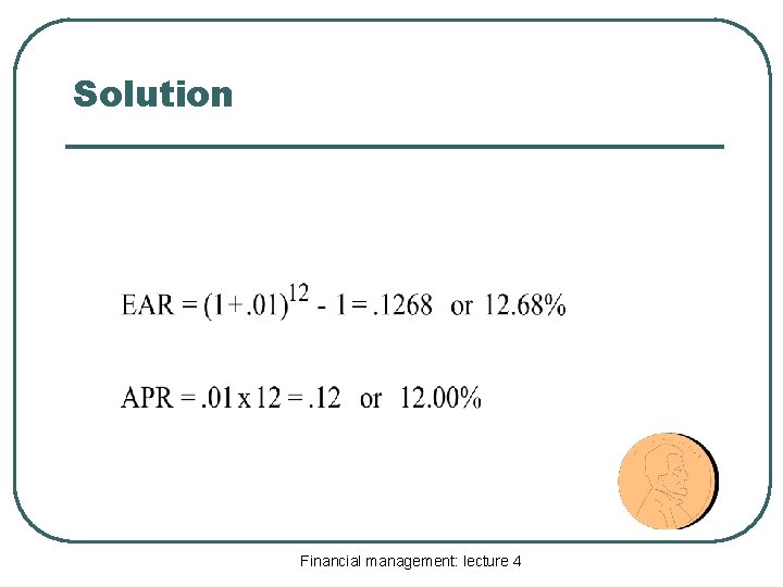 Solution Financial management: lecture 4 
