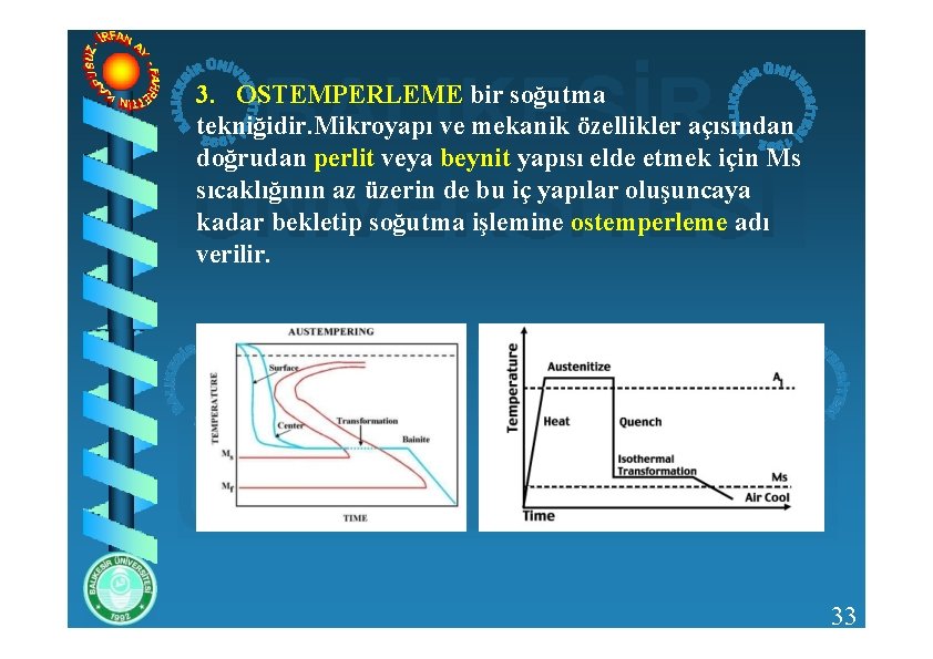 3. OSTEMPERLEME bir soğutma tekniğidir. Mikroyapı ve mekanik özellikler açısından doğrudan perlit veya beynit