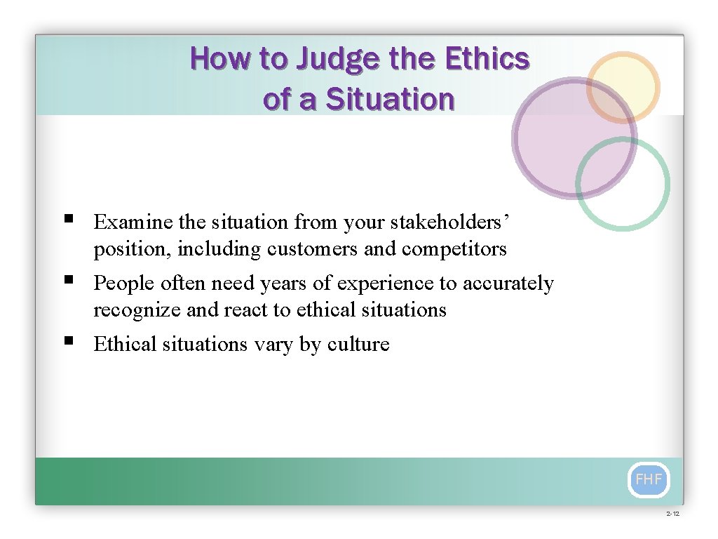 How to Judge the Ethics of a Situation § Examine the situation from your