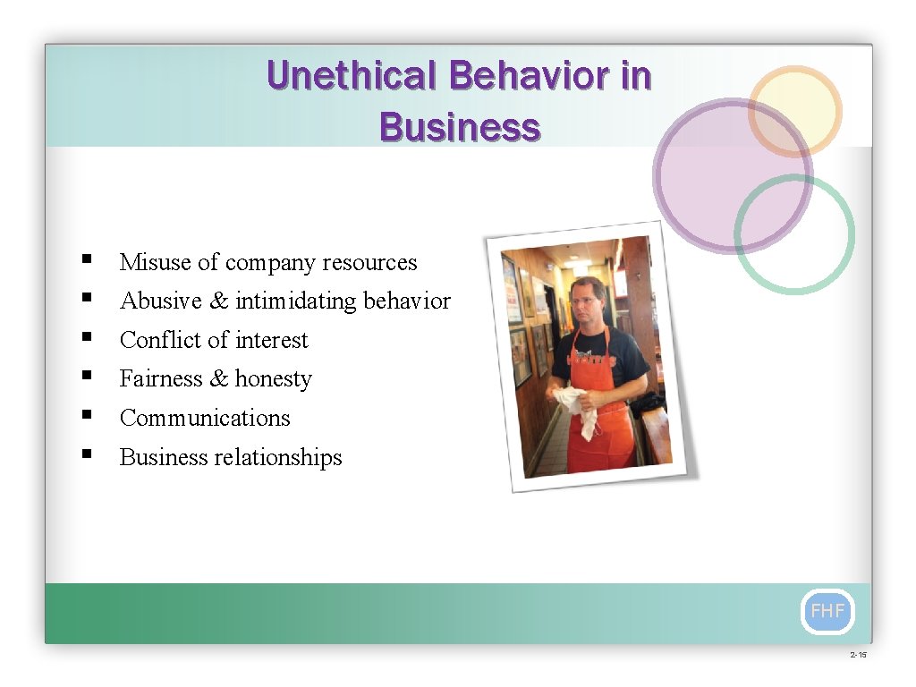 Unethical Behavior in Business § § § Misuse of company resources Abusive & intimidating