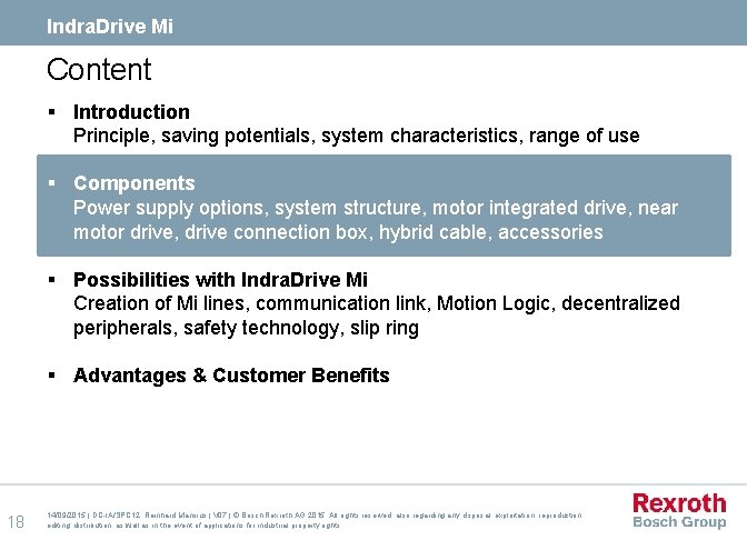 Indra. Drive Mi Content § Introduction Principle, saving potentials, system characteristics, range of use