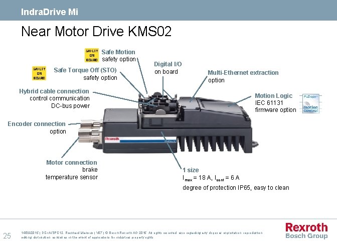 Indra. Drive Mi Near Motor Drive KMS 02 Safe Motion safety option Safe Torque