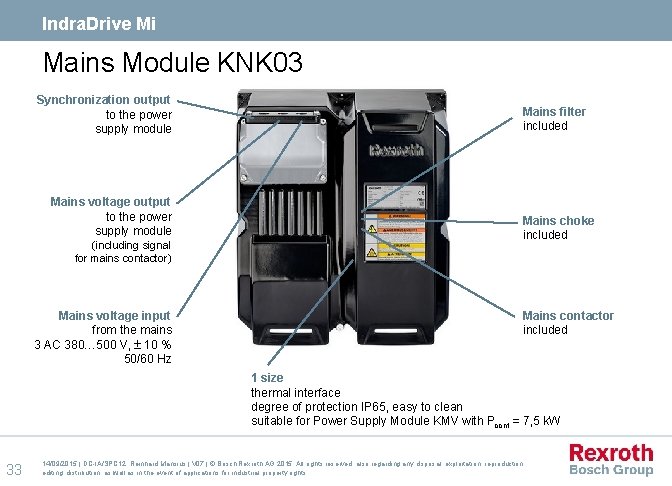 Indra. Drive Mi Mains Module KNK 03 Synchronization output to the power supply module