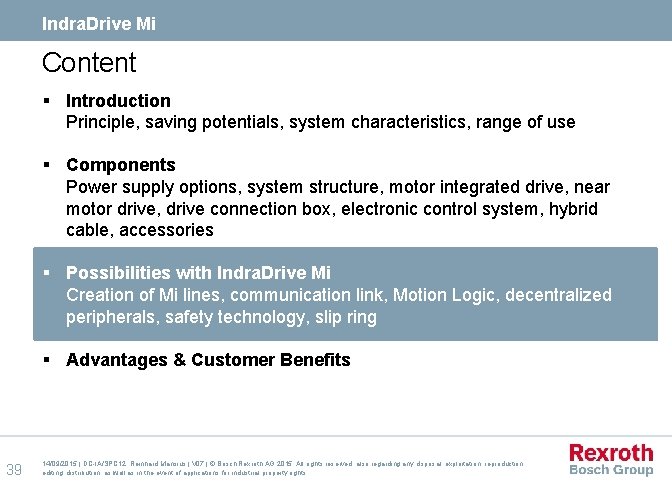 Indra. Drive Mi Content § Introduction Principle, saving potentials, system characteristics, range of use