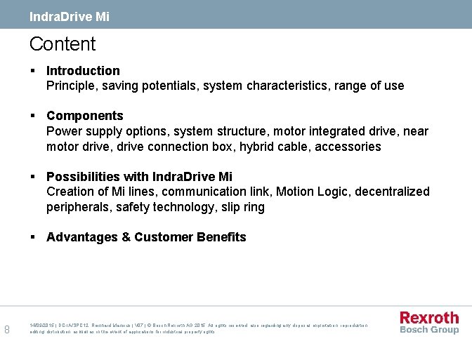 Indra. Drive Mi Content § Introduction Principle, saving potentials, system characteristics, range of use