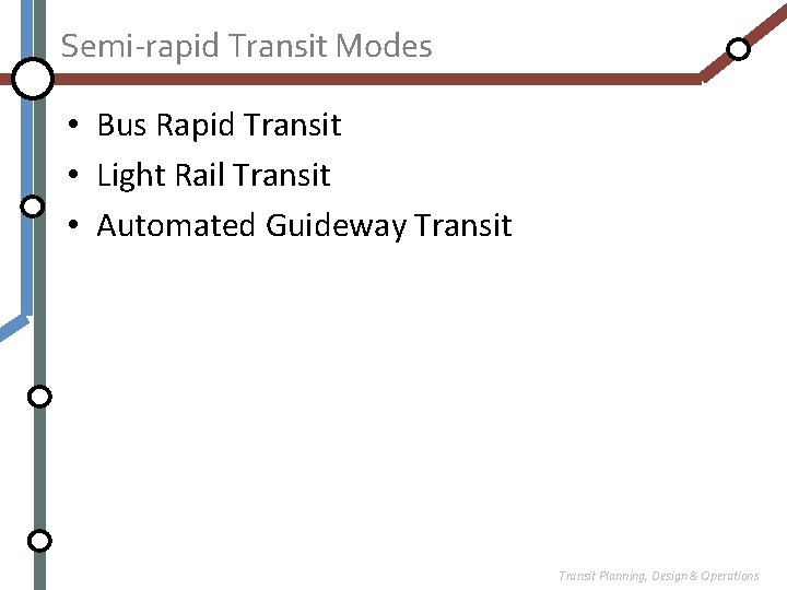 Semi-rapid Transit Modes • Bus Rapid Transit • Light Rail Transit • Automated Guideway