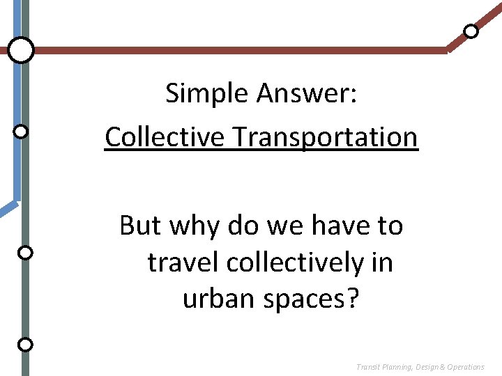 Simple Answer: Collective Transportation But why do we have to travel collectively in urban