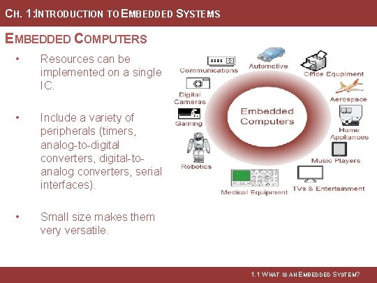 CH. 1: INTRODUCTION TO EMBEDDED SYSTEMS EMBEDDED COMPUTERS • Resources can be implemented on