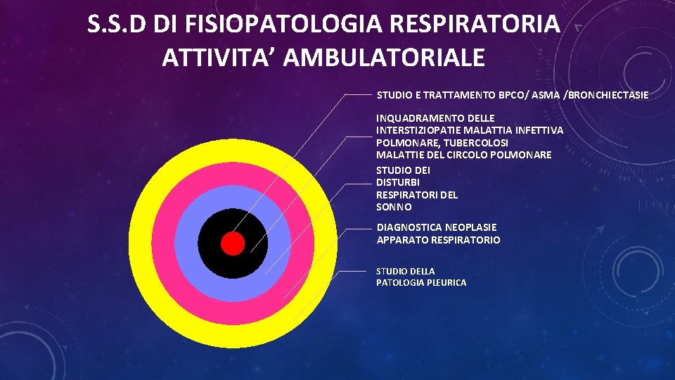 S. S. D DI FISIOPATOLOGIA RESPIRATORIA ATTIVITA’ AMBULATORIALE STUDIO E TRATTAMENTO BPCO/ ASMA /BRONCHIECTASIE