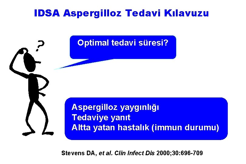 IDSA Aspergilloz Tedavi Kılavuzu Optimal tedavi süresi? Aspergilloz yaygınlığı Tedaviye yanıt Altta yatan hastalık