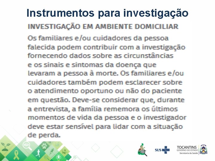 Instrumentos para investigação 