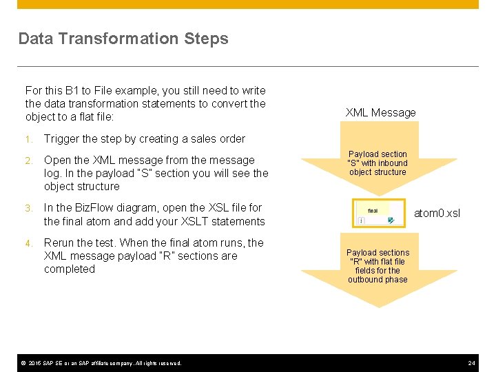Data Transformation Steps For this B 1 to File example, you still need to