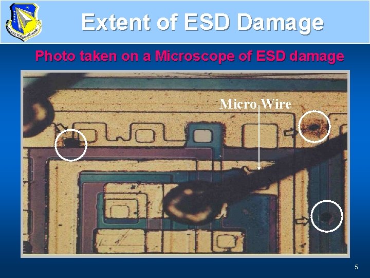 ESD Damage, 1 st of Extent of ESD Damage 7 Photo taken on a