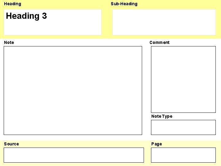 Heading Sub-Heading 3 Note Comment Note Type Source Page 