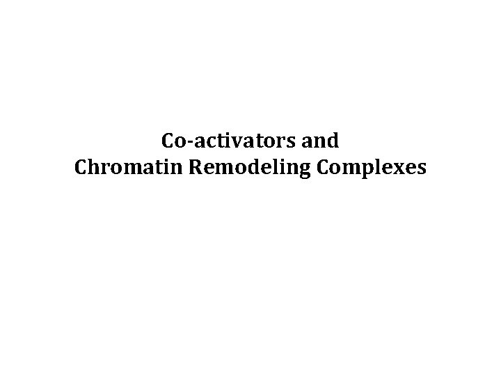 Co-activators and Chromatin Remodeling Complexes 